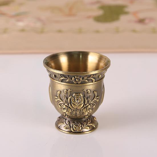 Yousheng Teacup Anti-slip Compact Size Zinc Alloy Aesthetic Relief Pattern Liquor Cup for Banquet