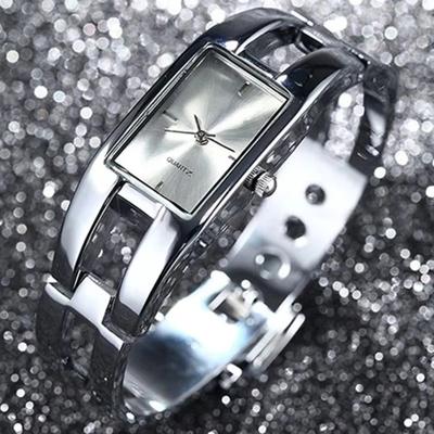 Dámské hodinky Obdélníkový ciferník Kostra Řemínek Slitina Nerezová ocel Hodinky Elegantní Delikátní Quartzové náramkové hodinky Reloj De Mujer