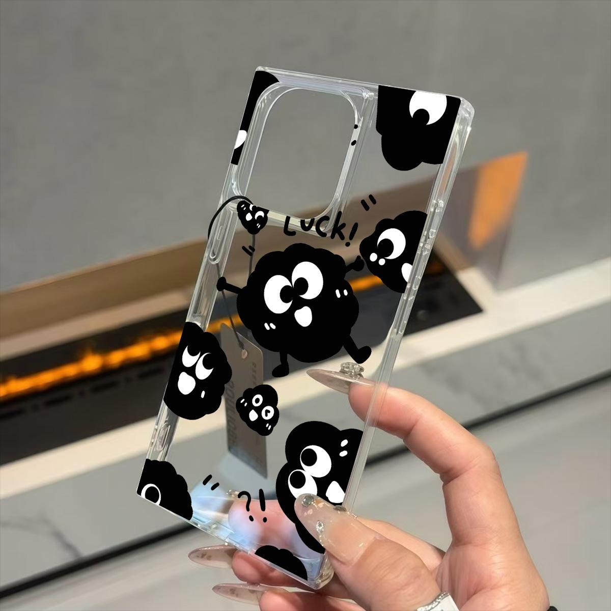 

Transparent Square Back Tube Case Casing Protection For iPhone 11 13 16 ProMax 12 14 Pro Max 15 Plus Anti-Oxygen,Lucky Coal Ball Pattern iphone 11 ProMax