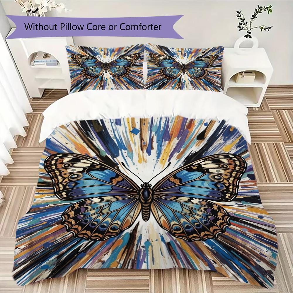 Butterfly Pattern Bedding uilt Set uilt Cover Pillowcase Home Decoration Birthday Gift (1 * duvet cover + 2 * pillowcase  without core)35