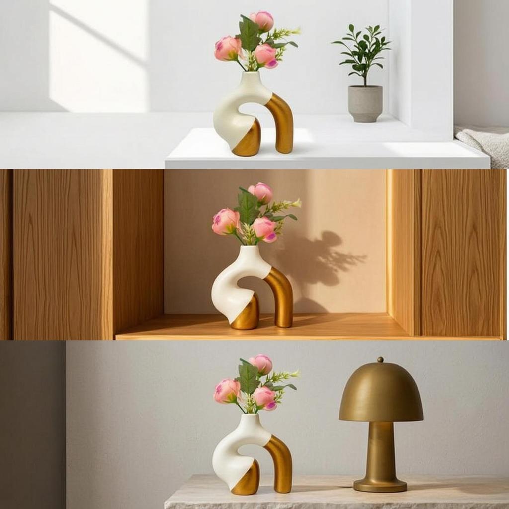 Abstract Vase Decorative Hollow Sculptural Flower Holder for Art Lovers, Living Proponents,