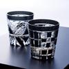 Toyo Sasaki Glass - Sake Cup/Guinomi - Yachiyo Kiriko Ink-Colored Cup (Bamboo Fence Pattern)