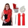 Acessórios de Fantasia para Festa Flapper Gatsby dos Anos 1920 para Mulheres Peça de Cabeça com Strass Vintage Colar Longo Maquiagem Roupa de Festa Vermelho