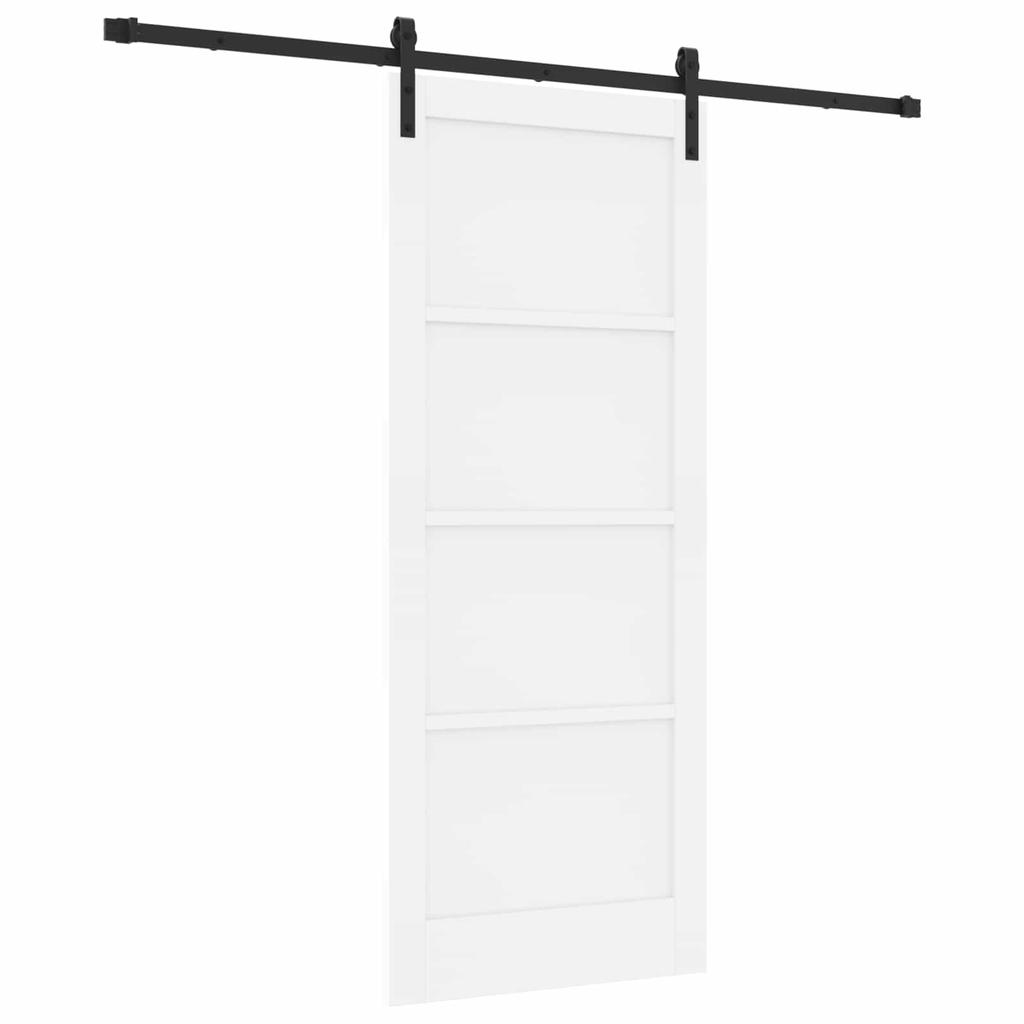 Sliding Door White 83 X 202 Cm Solid Pine Wood