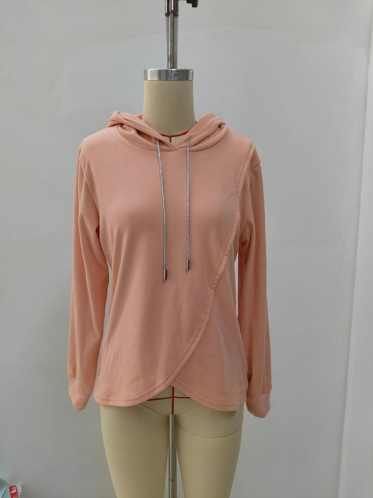 2026 Universal Casual Knit Hoodie with Irregular Double-sided Fleece and Drawstring, No Pockets