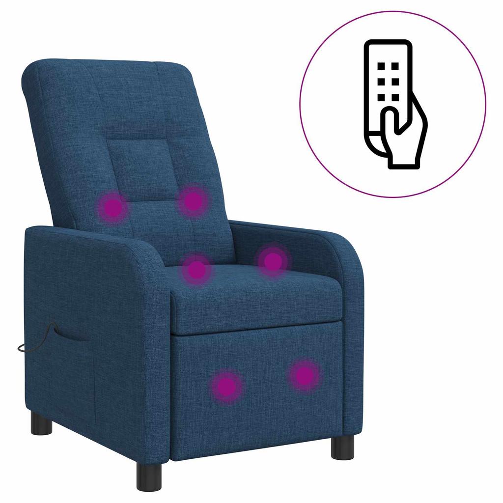 Massage Recliner Blue Fabric