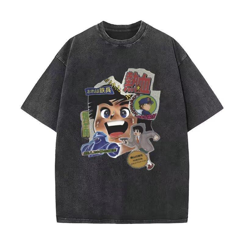 

Тяжелая футболка с мультяшным принтом, с коротким рукавом, мужская, летняя, модная, свободного кроя, большого размера, для полных, трендовая, базовая, облегающая тело 5XL серый