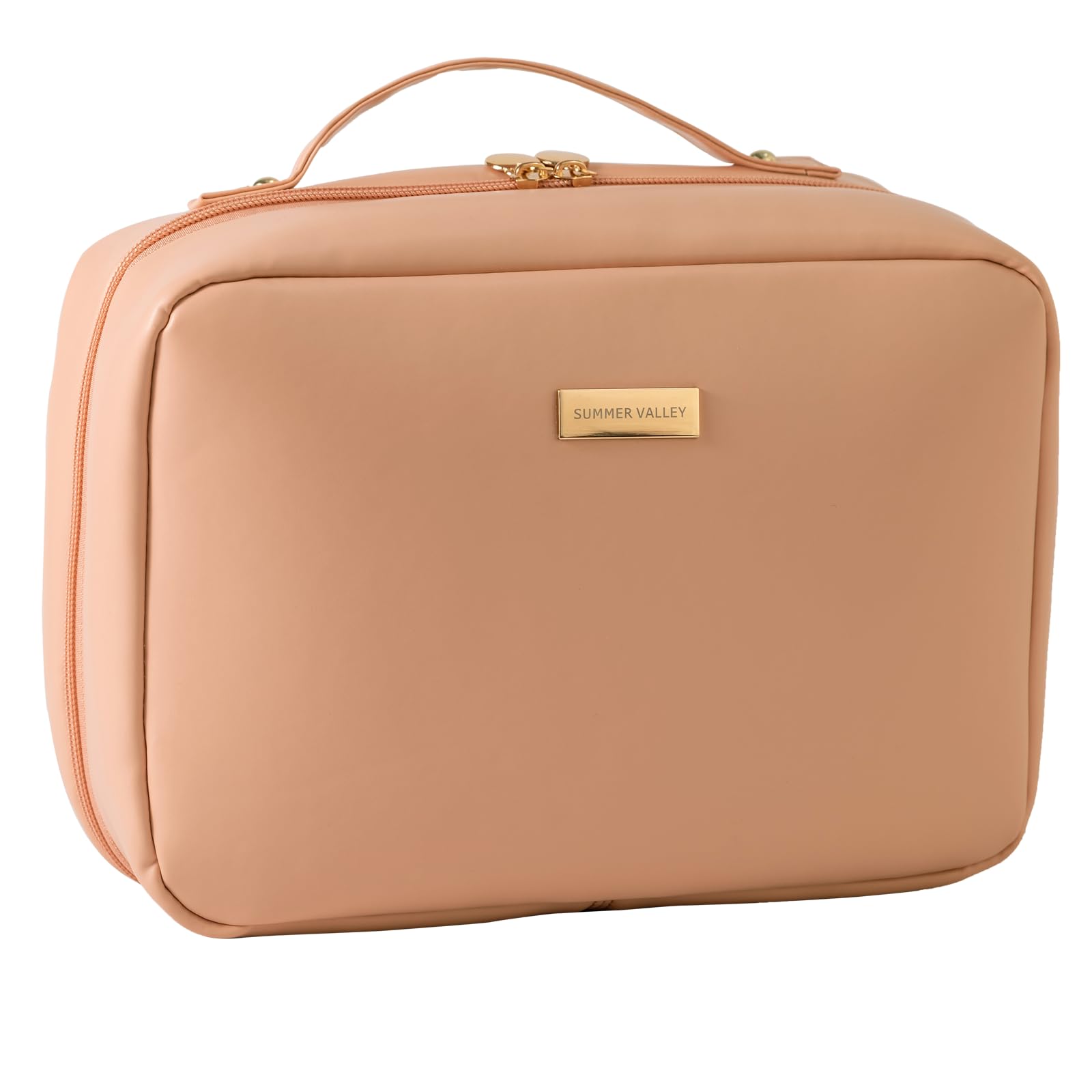 

Exgox Makeup Large Travel Cosmetic Convenient for Business Trips and Cosmetic Toiletry Bathroom Toiletry with Vertical Upright for Men and Women розовый