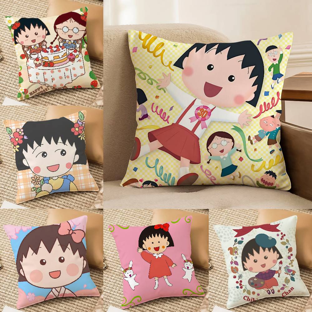 Cute Anime C-Chibi Maruko-chan-MT Pillow Case Printed Brushed Fleece Pillow Baby Skin-Touch Eco-Friendly Dye-Sublimat
