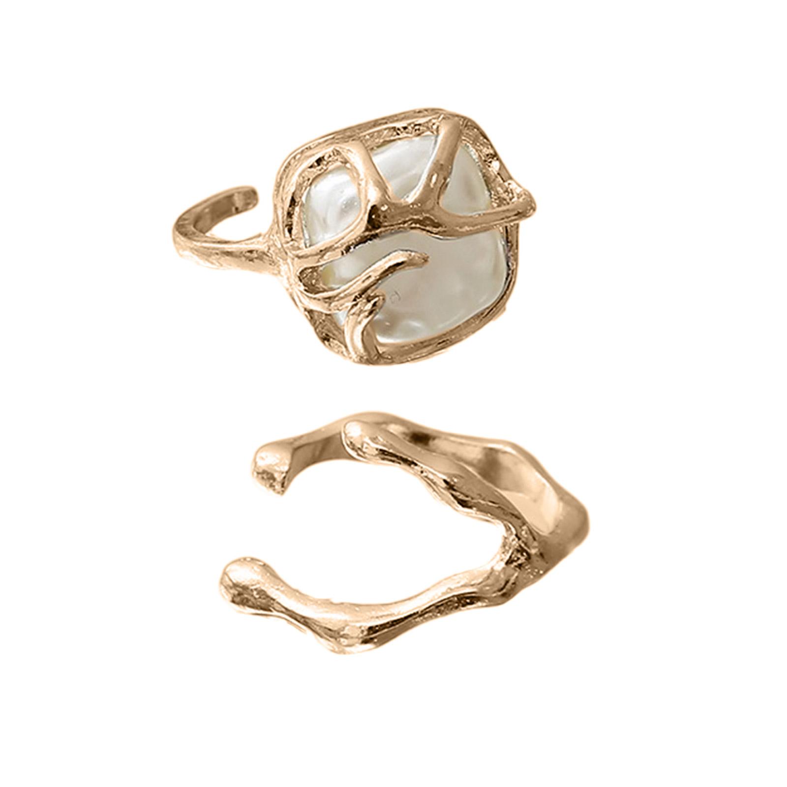 

Набор серебряных колец с неправильным жемчугом для женщин, элегантные барочные дизайны из стерлингового серебра, портативные для юбилеев золотой