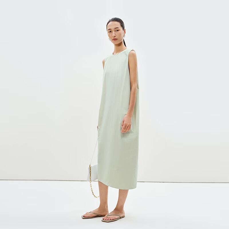 

LESS Women s Round Neck Sleeveless Cotton Dress S