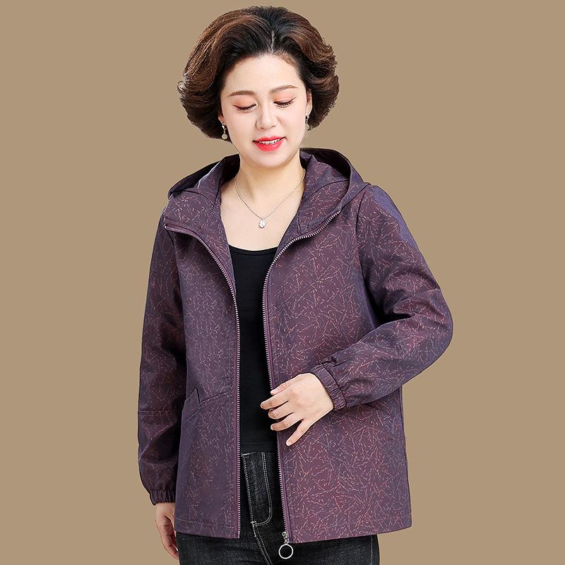 

Spring & Autumn 2026 Stylish Lapel Zipper Jacket for Middle-Aged Mothers 2XL (52.5-60 kg) фиолетовый