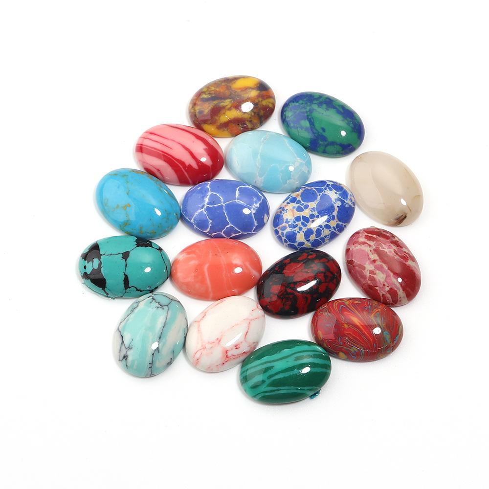 

10Pcs Mix Color Turquoises Stone Beads Oval Flat Back Cabochon Beads Loose Beads For Jewelry Making DIY Bracelet Necklace Ring 6x8mm