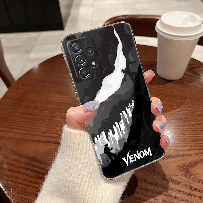Marvel Venom Black Art Clear Case For Samsung Galaxy A57 A37 A56 5G A36 Cases A55 A54 A35 A26 A07 A17 A16 A06 A36 A15 Soft Cover