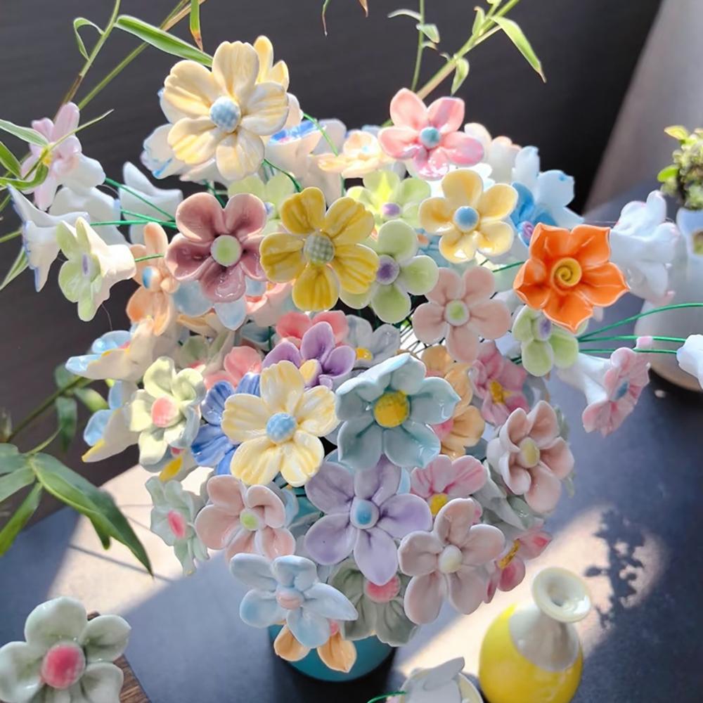 

5/10Pcs Ceramics Artificial Flowers Rose Fake Flowers for Home Room Decor Wedding Decoration Mother s Day DIY Gifts Accessories 5Pcs