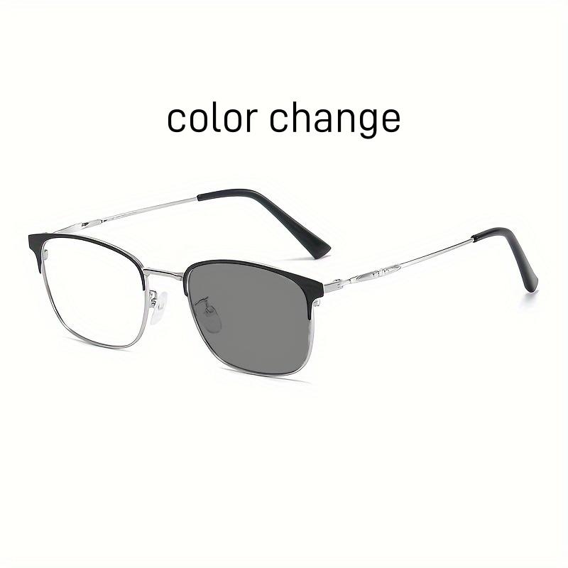 

1pcs Latest retro color changing glasses with metal square frames for men and women fashionable and versatile glasses