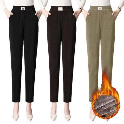 Fashion Autumn Winter High Waisted Elastic Warm Pants Women Loose Casual Straight Leg Pants