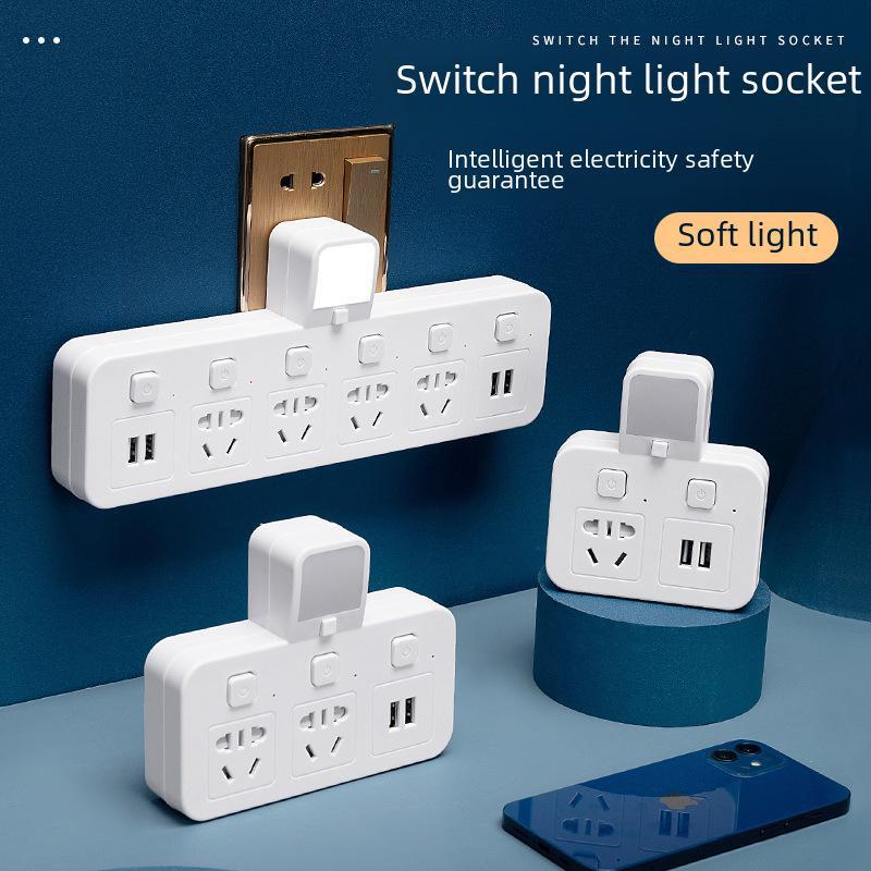 

Багатофункціональний бездротовий USB-конвертер: Плата розеток для домашнього офісу з нічником one to two no switch