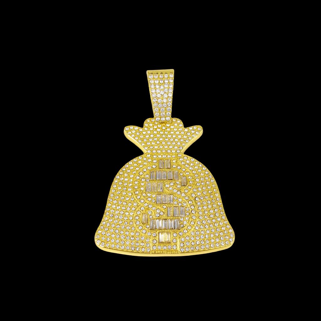 Alloy Necklace Unisex Trendy Large Money Bag Pendant Hip Hop Personality Fashion Rap Inlaid Diamond Jewelry