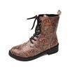 Large Casual Thick Soles Snow Boots Autumn Winter Lace Up Middle Tube PU Martin Boots Printed Multiple Colors Shoes 35-43