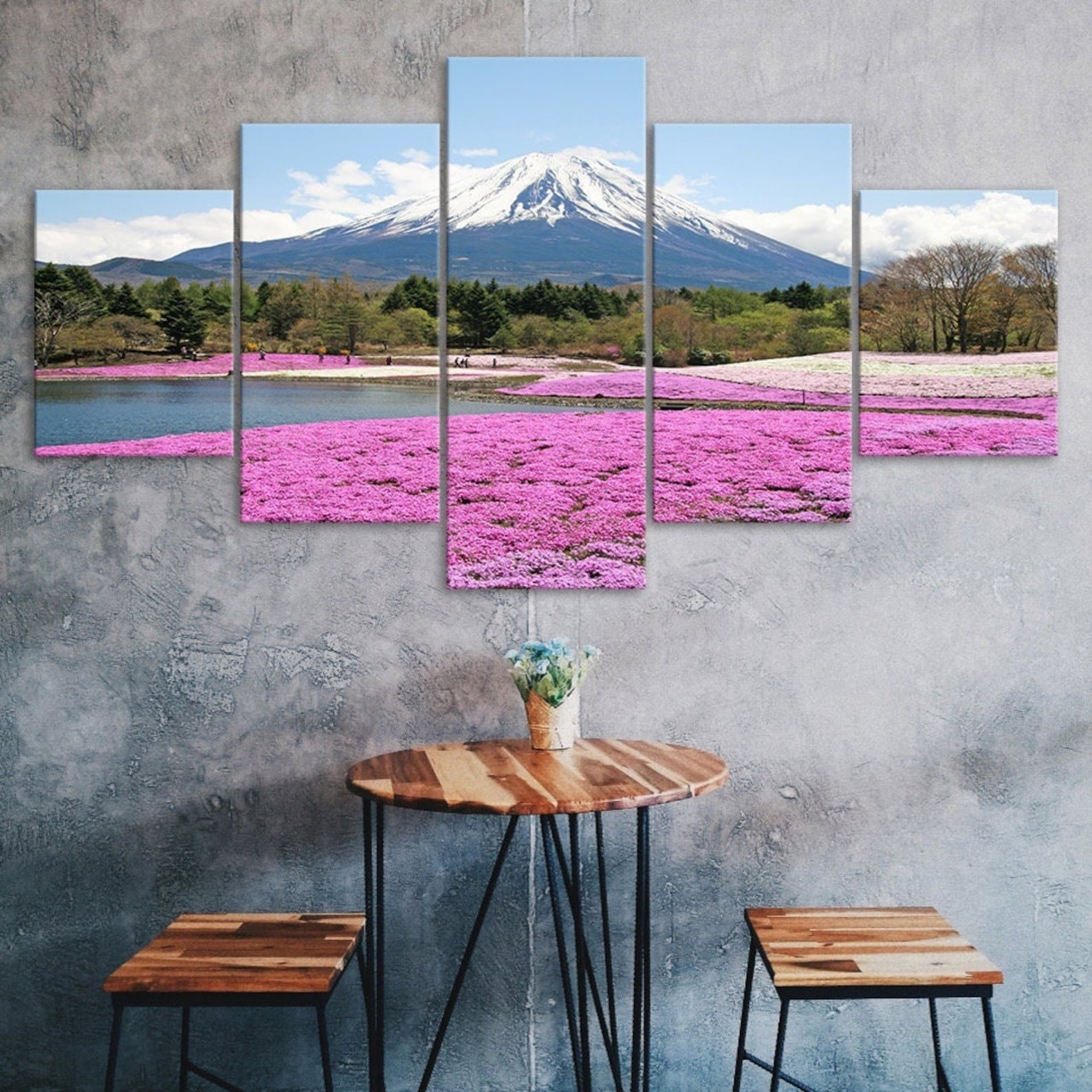 

Mount Fuji Beautiful Japan Mountain Landscape 5 Piece Canvas Wall Art Multi Panel Print Modern Poster Home Decor Picture Gift For Him Her 20X35 20X45 20X55CM