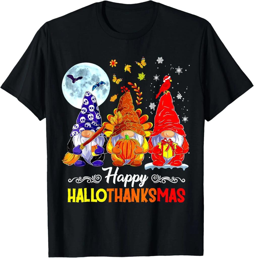 Halloween Thanksgiving Christmas Happy HalloThanksMas Gnomes Gift Unisex T-Shirt