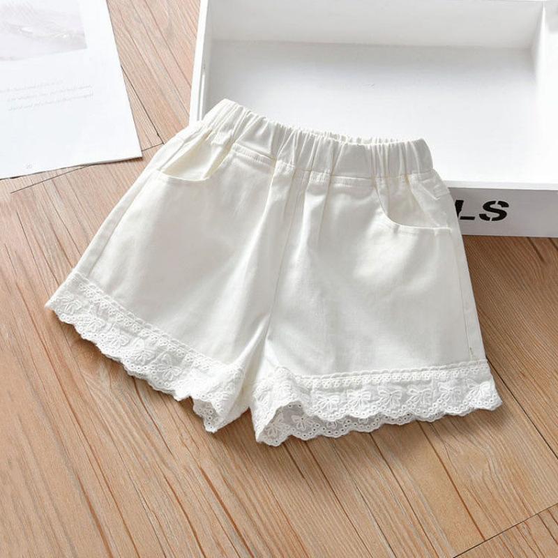 

Детские летние новые однотонные корейские брюки, короткие брюки для девочек, повседневные джинсы, детские черные шорты, детские брюки, детские шорты 140 белый