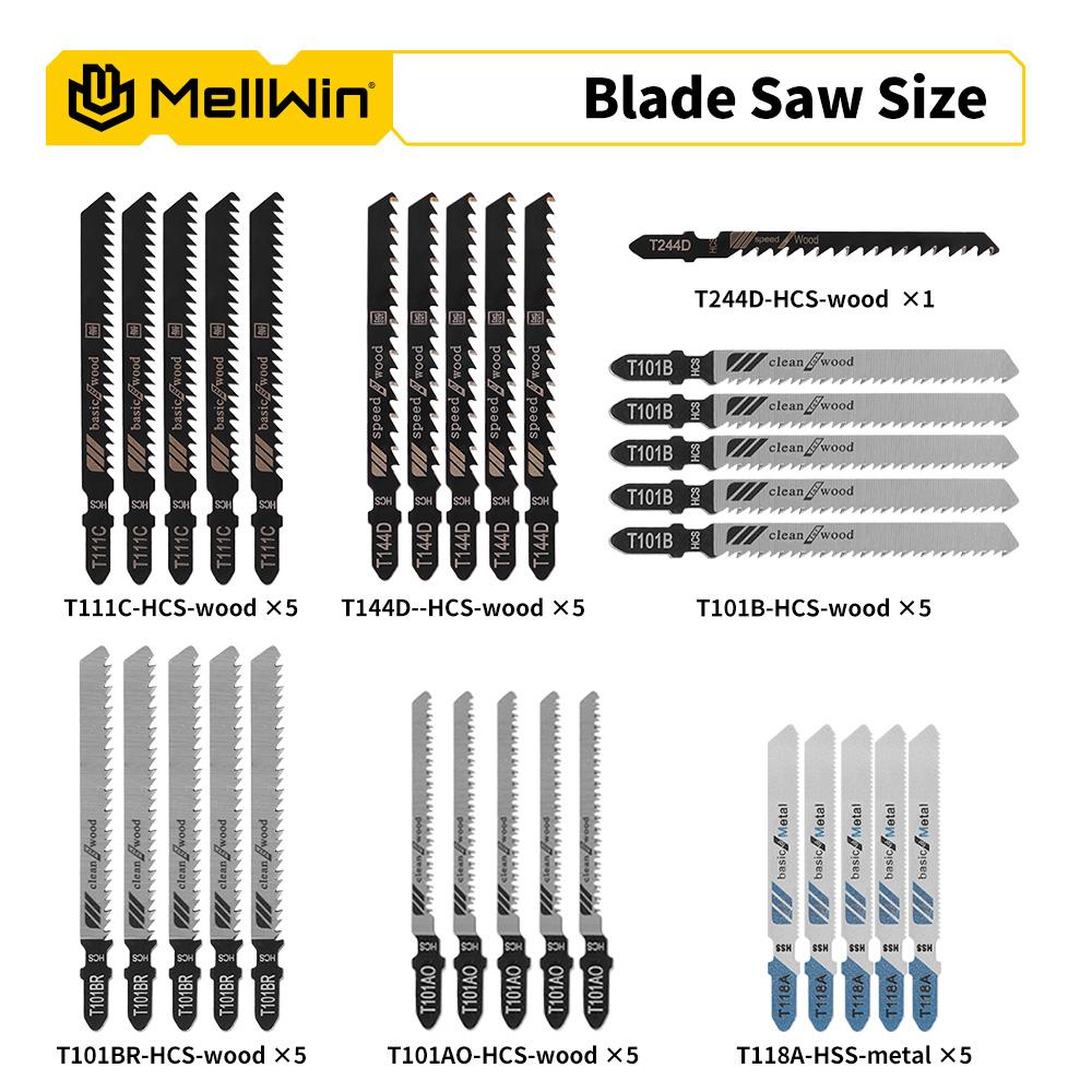 MELLWIN 3500RPM Brushless Electric Jig Saw 750W Jigsaw Adjustable Blade 3 Variable Speed Woodworking Tool for Makita 18V Battery