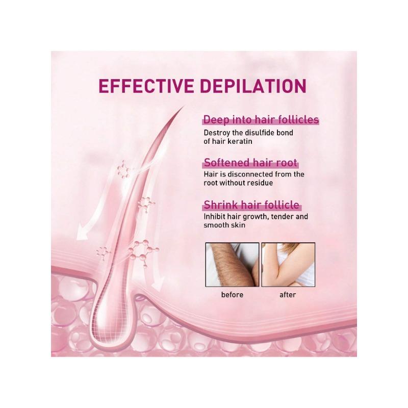 Crème dépilatoire avec 100 ml, douce et non irritante, rend la peau sous les bras, les aisselles et les jambes plus lisse et plus blanche.