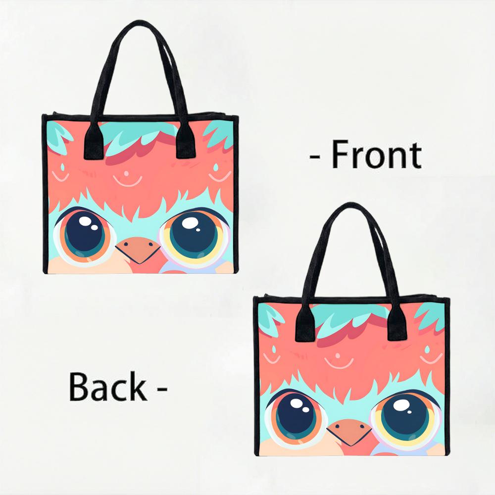 Cute Cartoon Bird Print Tote Bag Fashion Casual Large Capacity Portable Women Handbag for Daily Shopping Travel