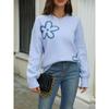 INDFS Women's Fashion Casual Fall Winter Flower Pattern Print Long Sleeve O-Neck Sweaters