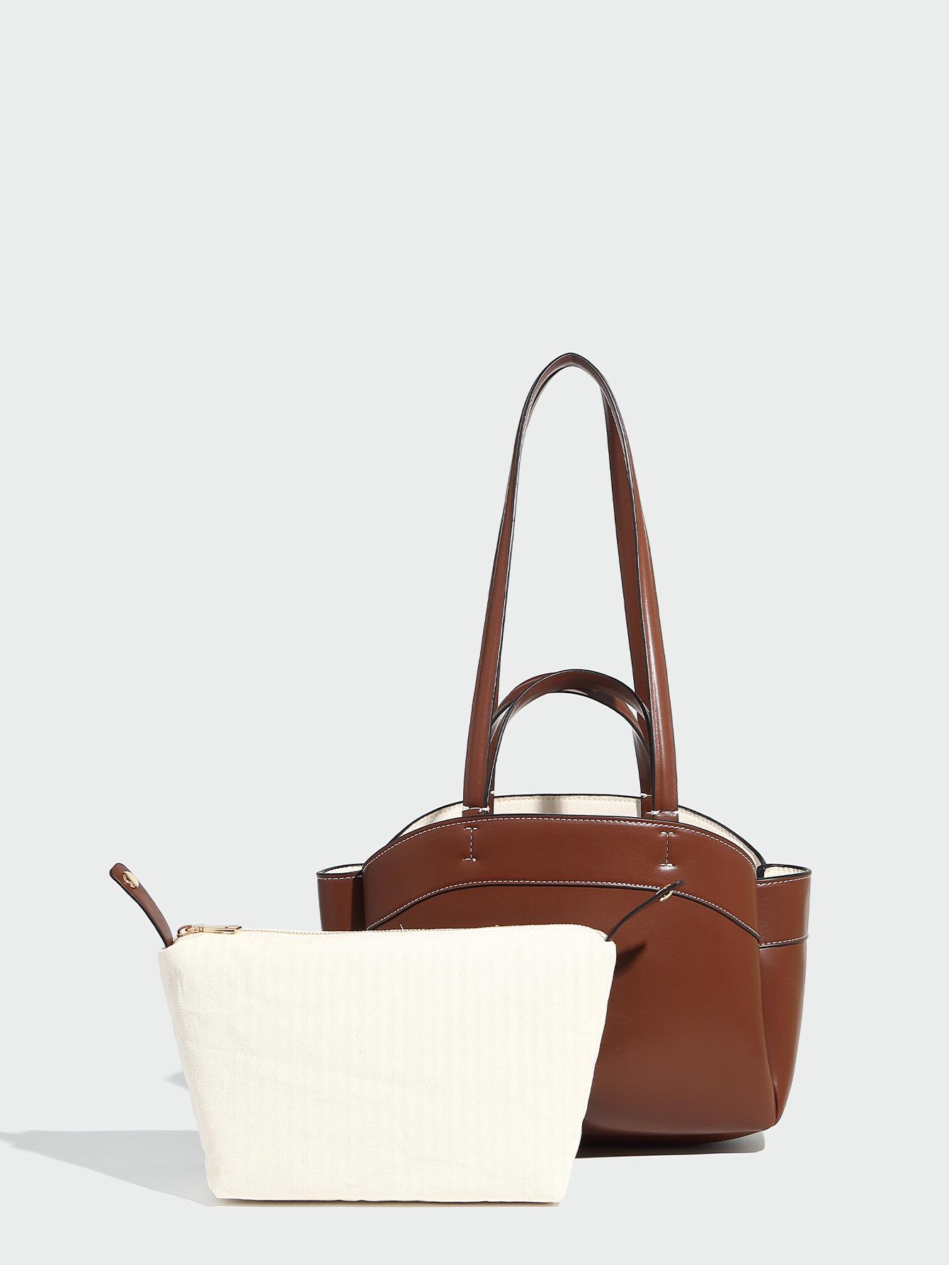 

2024 Autumn Fashion Large Capacity Mother-Child Tote Bag - Trendy Single Shoulder Shopping Handbag коричневий