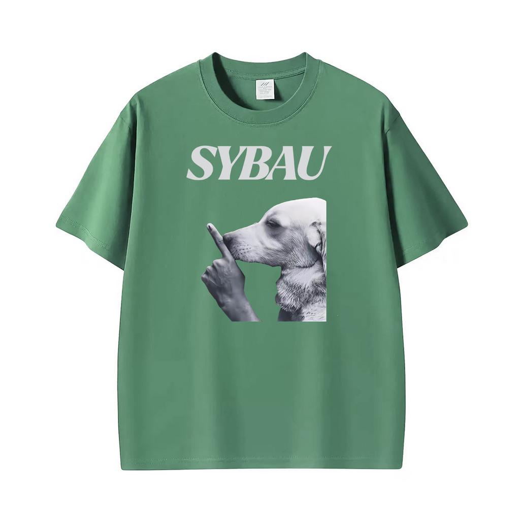 Funny Sybau Dog Shush Meme Graphic T Shirt Unisex Unisex Summer Harajuku Fashion Tshirts Oversized Loose Casual 100 Cotton Tshirt