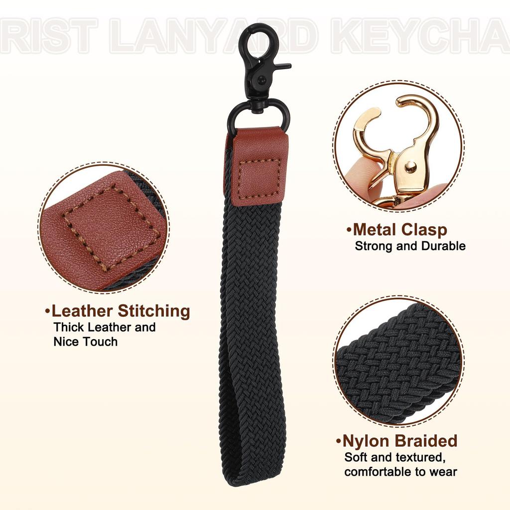 Wrist Strap Keychain 200mm with Black Buckle for Car ID and Wallets [uxcell] Keys, Cards, (Black)