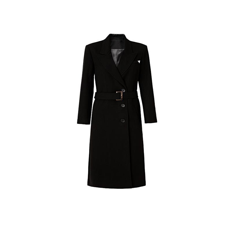 

trench coat small autumn and winter new fashion high-end medium and long double-breasted coat XS чорний