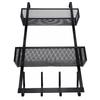 Adjustable Over The Door Hooks Organizer Metal Hanger Storage Rack with 2 Mesh Basket and Coat Hooks for Bathroom