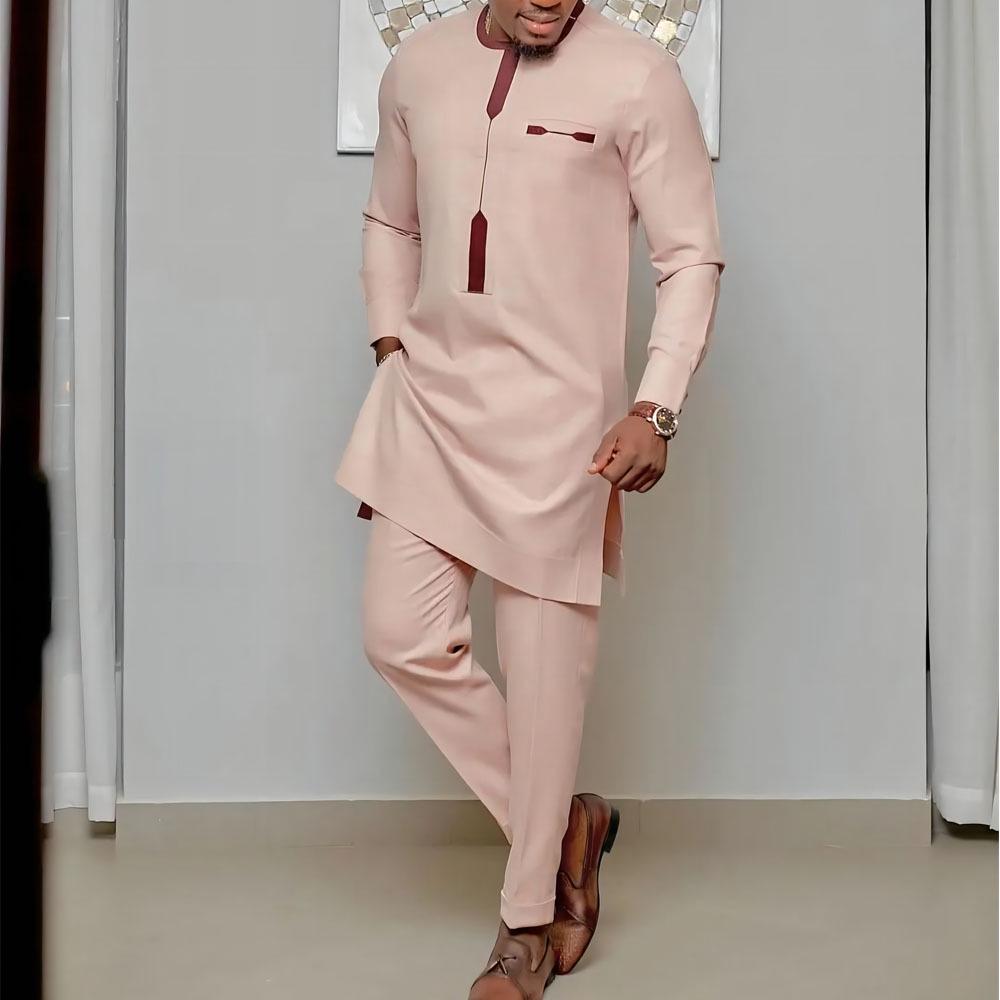 2022 African Ethnic Men s Casual Printed Shirt & Pants Set L