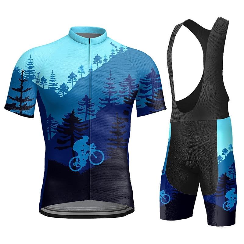 

2026 Летний дышащий велосипедный костюм Комплект для мужчин Короткий рукав Велошорты с лямками Гелевая дышащая вставка Быстросохнущая дышащая одежда для велосипеда Комплект для триатлона XS