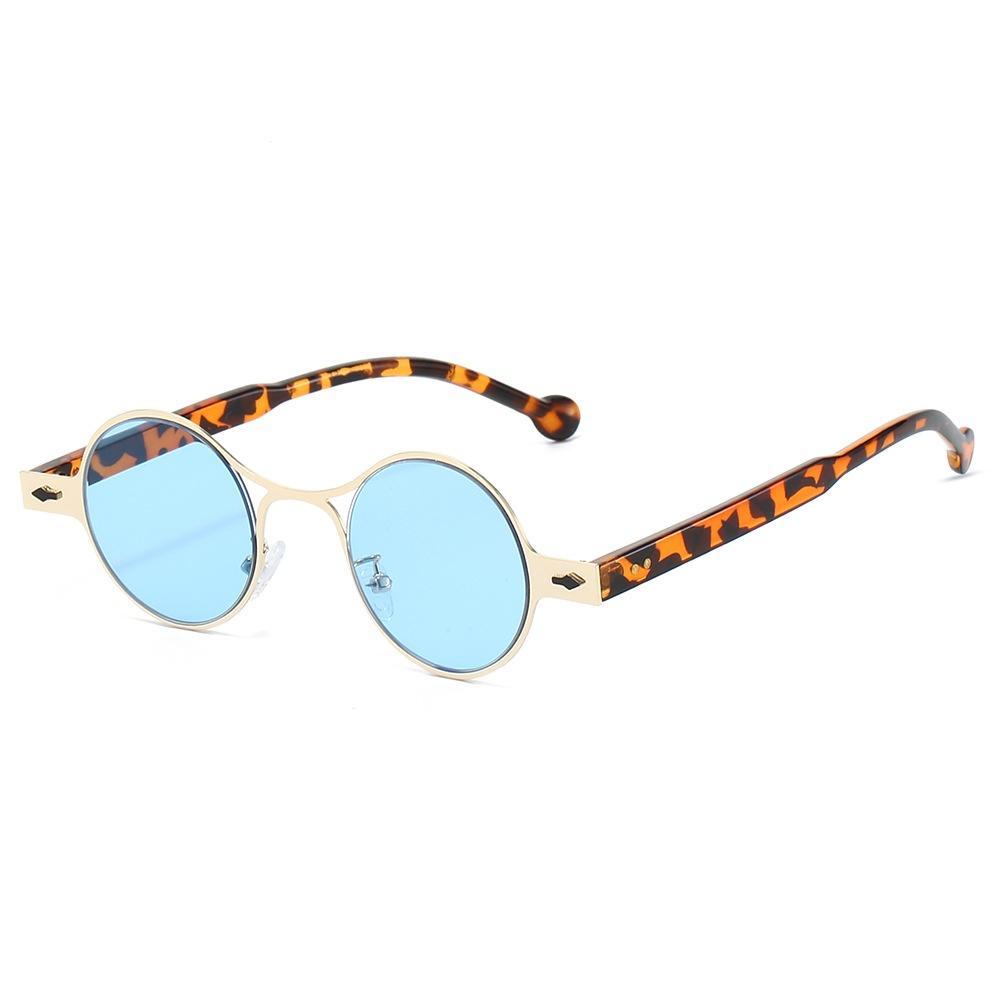New Retro Round Gradient Women Sunglasses  Brand Metal Frame Punk Style Design Men Trendy Rivet Sun Glasses Uv400