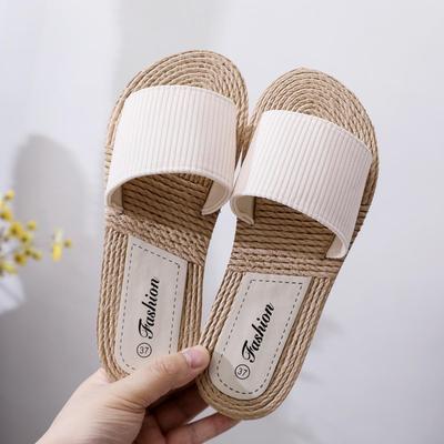 Women's Ethnic Style Summer Flip-Flops with Imitation Hemp Rope Surface - Casual Outdoor Sandals