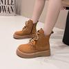 Women Thick Heel Boots Spring Autumn Quality Nubuck Cow Suede Round Toe Handmade Retro Chunky Platform Ankle Boots Lady