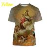 Camisetas Virgem Maria 3D Estampa Masculina Cristã Mãe de Deus Estilo Fé Manga Curta Camisetas Tops Unissex Roupas