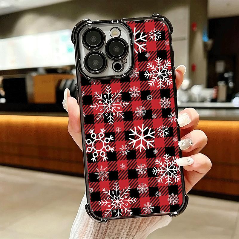 Snow Snowflake Winter Cold Plating Phone Case For Iphone 16 17 Pro Max Air 16E 14 15 Plus 12 13 Mini Anti-Fall Airabag Cover