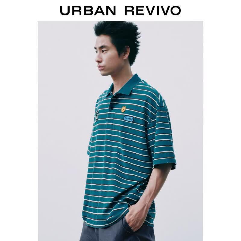 UR Men's Striped Embroidered Polo Shirt