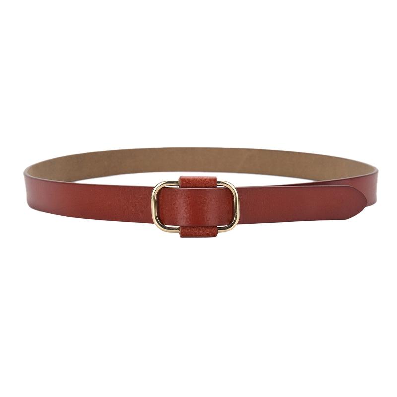 Four Seasons Available New Needle Free Square Buckle Women'S Belt Casual Leather Belt Simple Retro Fashion Pure Leather Belt