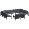 Garden Sofa Set with Cushions 11 Pcs Black Steel