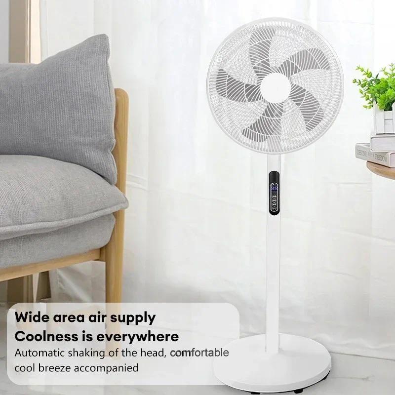 16 Inch Home Appliance Stand Floor Fan Household Powerful Vertical Electric Fan Shaking Head Timing Remote Control Fans