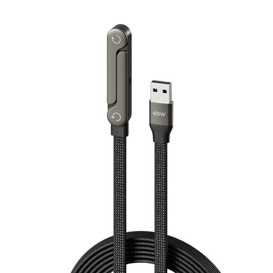 240W/65W 2-in-1 Ladekabel mit integriertem Handy-Ständer Geflochtenes Schnellladekabel 360 Grad verstellbar Geflochtenes Nylonkabel für Smartphones Tablets