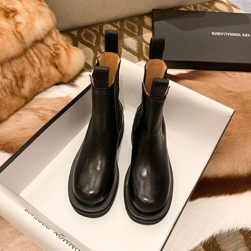 Chelsea Botki na grubej podeszwie za kostkę typu Martin - Duże rozmiary, Wyściełane aksamitem (Wiosna/Jesień 2025)