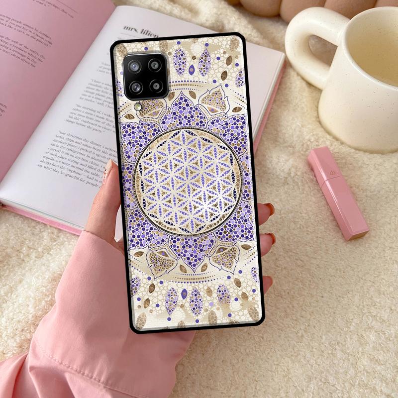 Květ života v lotosu pastelové zlaté pouzdro pro Samsung Galaxy A51 A71 A50 A70 A33 A53 A73 A12 A22 A32 A52 A72 A21S A52S kryt